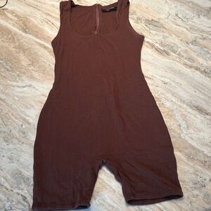 Baby Mama Brown Sleeveless Romper